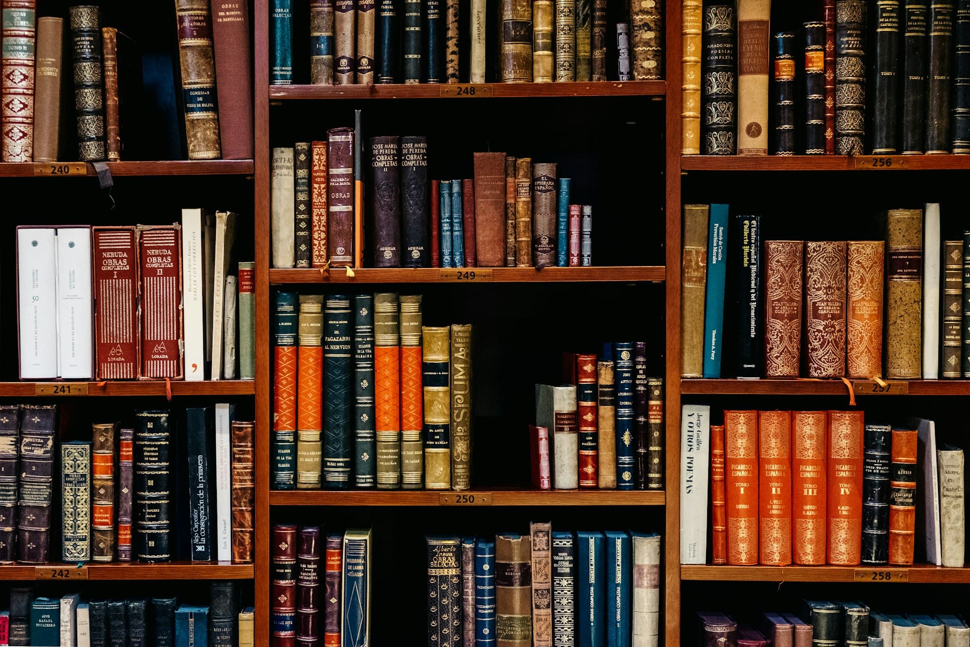 Law library stacks with bound volumes